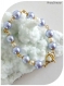 Bracelet perles lavande et blanches , fermoir toggle doré.
