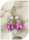 Boucles d'oreilles perles de verres roses et blanches.