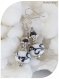 Boucles d'oreilles perles de verre blanches et noires .