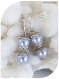 Boucles d'oreilles perles de verre lavande.