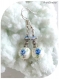 Boucles d'oreilles blanches et bleues en céramique.