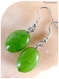 Boucles d'oreilles pierres naturelles ovales vert péridot.