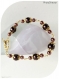 Bracelet perles de verre nacrées marron .
