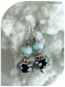 Boucles d'oreilles perles de verre noires et bleues.