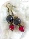 Boucles d'oreilles perles rouges et noires .