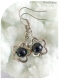 Boucles d'oreilles perles noires et perles intercalaires argentées .