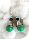 Boucles d'oreilles perles vertes et noires .