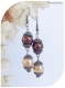 Boucles d'oreilles perles de verre champagne et perles magiques marron.