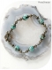 Bracelet perles bleues et marron , perles métal couleur bronze.