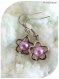 Boucles d'oreilles perles roses et perles intercalaires argentées .