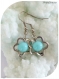 Boucles d'oreilles perles bleues et perles intercalaires argentées .