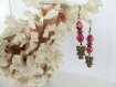 Boucles d'oreilles pierres naturelles jaspe rouge et breloques hiboux.