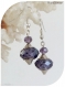 Boucles d'oreilles perles verre violettes et cristal swarovski .
