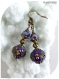 Boucles d'oreilles perles indonésiennes et cristal swarovski violet . crochets bronze .