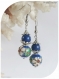 Boucles d'oreilles pierres agates et perles métal. crochets argentés.