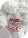 Boucles d'oreilles perles de verre rouges et blanches . crochets argentés.