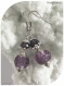 Boucles d'oreilles perles de verre violettes et cristal swarovski violet . crochets argentés.