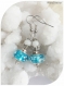 Boucles d'oreilles perles de verre bleues motifs blancs et perles de verre blanches . . crochets argentés.
