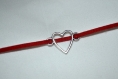 Bracelet en cordelette daim rouge cœur
