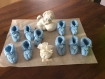Lot de 10 petits chaussons bebe laine pour deco baptême contenants dragées 