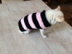 Vetement petit chien laine rose et noir dos 20 cm chihuahua,yorshire ...tricopascou
