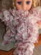 Coloris  très rare - echarpe volants en voile 100% polyester  bord écaille   - rose fleuri  - fait main 