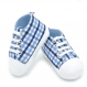 Baskets bébé en toile à carreaux bleu ciel, marine et blanc 3/6mois 