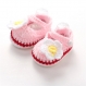 Ballerines pour bébé crocheté en laine rose clair fleur sur le dessus 0/12mois 