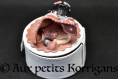 Boîte à secrets - bébé fimo rose et gris avec des perles