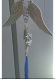 Pendentif métal argenté ailes d anges et son agate 