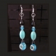 Boucles d'oreilles femme pendante, perles bleu turquoise, noir, charm's