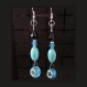 Boucles d'oreilles femme pendante, perles bleu turquoise, noir, charm's