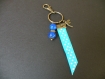 Pc056 porte clefs/bijou de sac libellule bleue