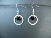 Bo038 boucles d'oreilles émail noir /série émail 3