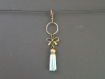 Pc067 porte clefs/bijou de sac bronze noeud & pompon vert d'eau