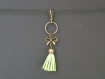 Pc069 porte clefs/bijou de sac bronze noeud & pompon vert
