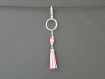 Pc053 porte clefs/bijou de sac perle & pompon rose
