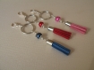 Pc057 porte clefs/bijou de sac perle & pompon rouge