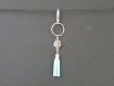 Pc059 porte clefs/bijou de sac fleur & pompon bleu clair
