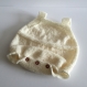 Barboteuse ou grenouillère bébé 0/3 mois en laine layette coton et acrylique, coloris écru boutons ourson