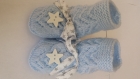 Chaussons bebe bleu et boutons etoiles blanc