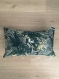 Décoration intérieure, housse de coussin  30x50 cm portefeuille motifs plantes tropicales et toucans tissu jacquard couleur vert