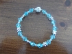 Bracelet perles de cristal bleu et nounours