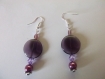 Boucles d'oreille perles de verre violet