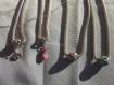 Collier maille tube et pendentif escarpin, papillon et perle strass rose et bleue