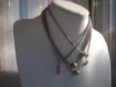 Collier maille tube et pendentif escarpin, papillon et perle strass rose et bleue