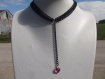 Collier ras du cou multi rangs chaîne noire et pendentif coeur violet clair