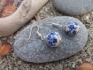 Boucles d'oreilles perle bleu fleur