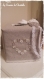 Housse pour boite à mouchoirs carrée tissu lin, roses en lin, boutons blancs 