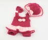 Ensemble vetements pour poupee - habit poupee - ensemble d'ete : maillot, chapeau et tong rose tendre et rose soutenu